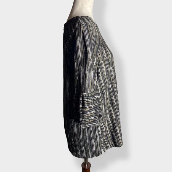 Anthropologie Eva Franco Ruffle Sleeve Gold Rush Blouse‎ Holiday Large - Picture 6 of 8